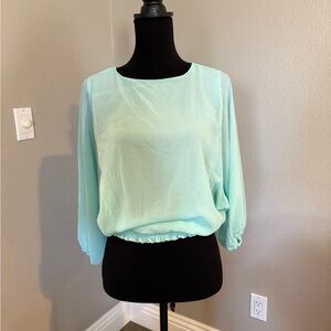 Veronica M Green Blouse with 3/4 Sleeves Relaxed Fit